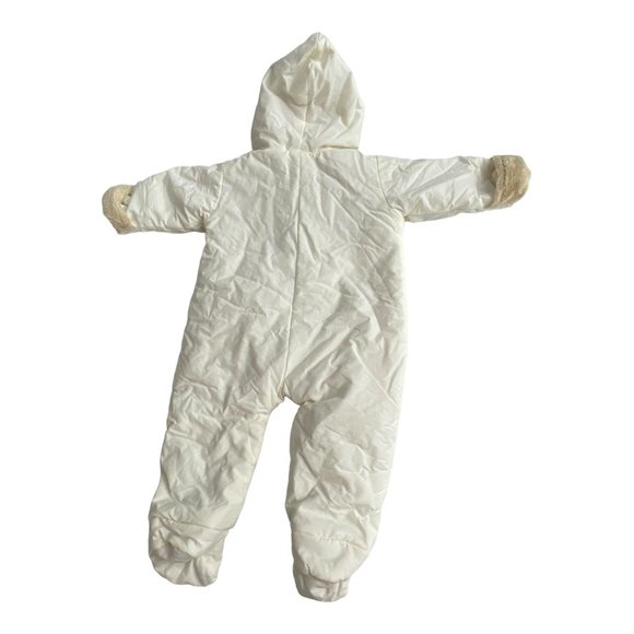 Old Navy Plush Bunting Winter Snow Suit 0-3 Months Furry Fleece Inside - Picture 5 of 14
